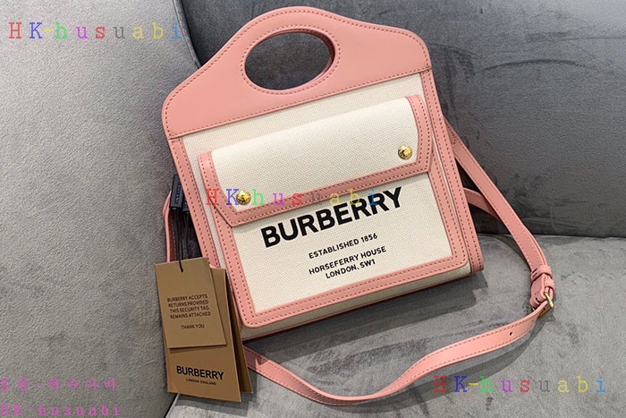 ★미러급★ 버버리 투톤 캔버스 레더 포켓백 BB 222413