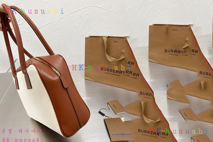 NEW 버버리 호스페리 프린트 코튼 캔버스 하프 큐브 백 B 227250