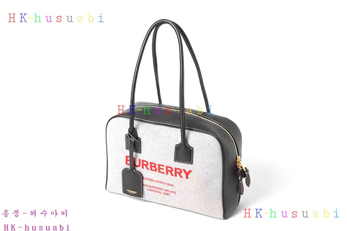 NEW 버버리 호스페리 프린트 코튼 캔버스 하프 큐브 백 B 227250