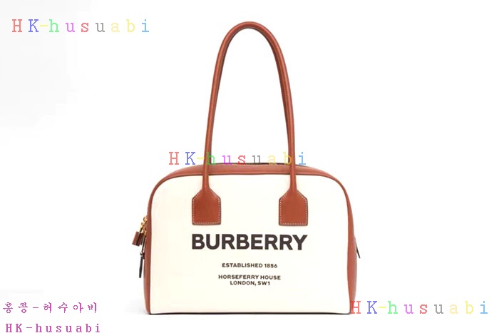 NEW 버버리 호스페리 프린트 코튼 캔버스 하프 큐브 백 B 227250