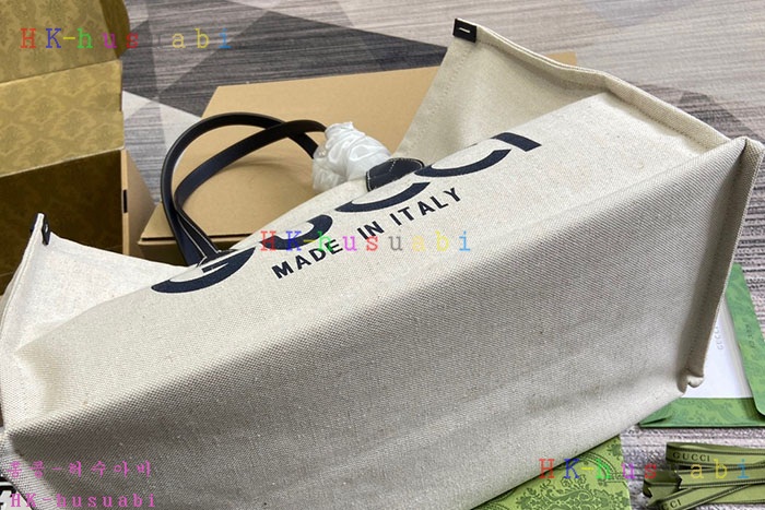 ★미러급★구찌 린넨 가죽 토트백 772176