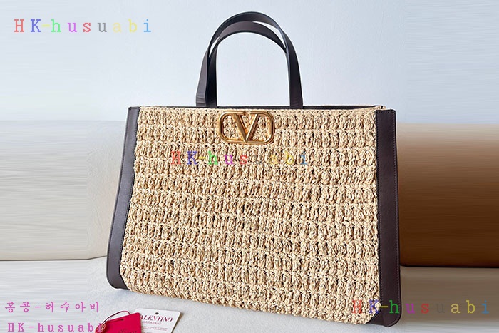 ★미러급★발렌티노 브이로고  라피아  CROCHET 토트백 552800-2( 사이즈선택)